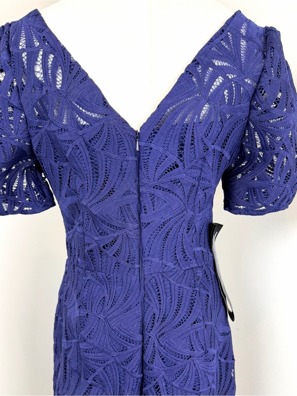 Kay Unger Royal Blue Lace Dress with Puff Sleeves Size 6 NWT Bridal Evening Wear - Picture 6 of 12